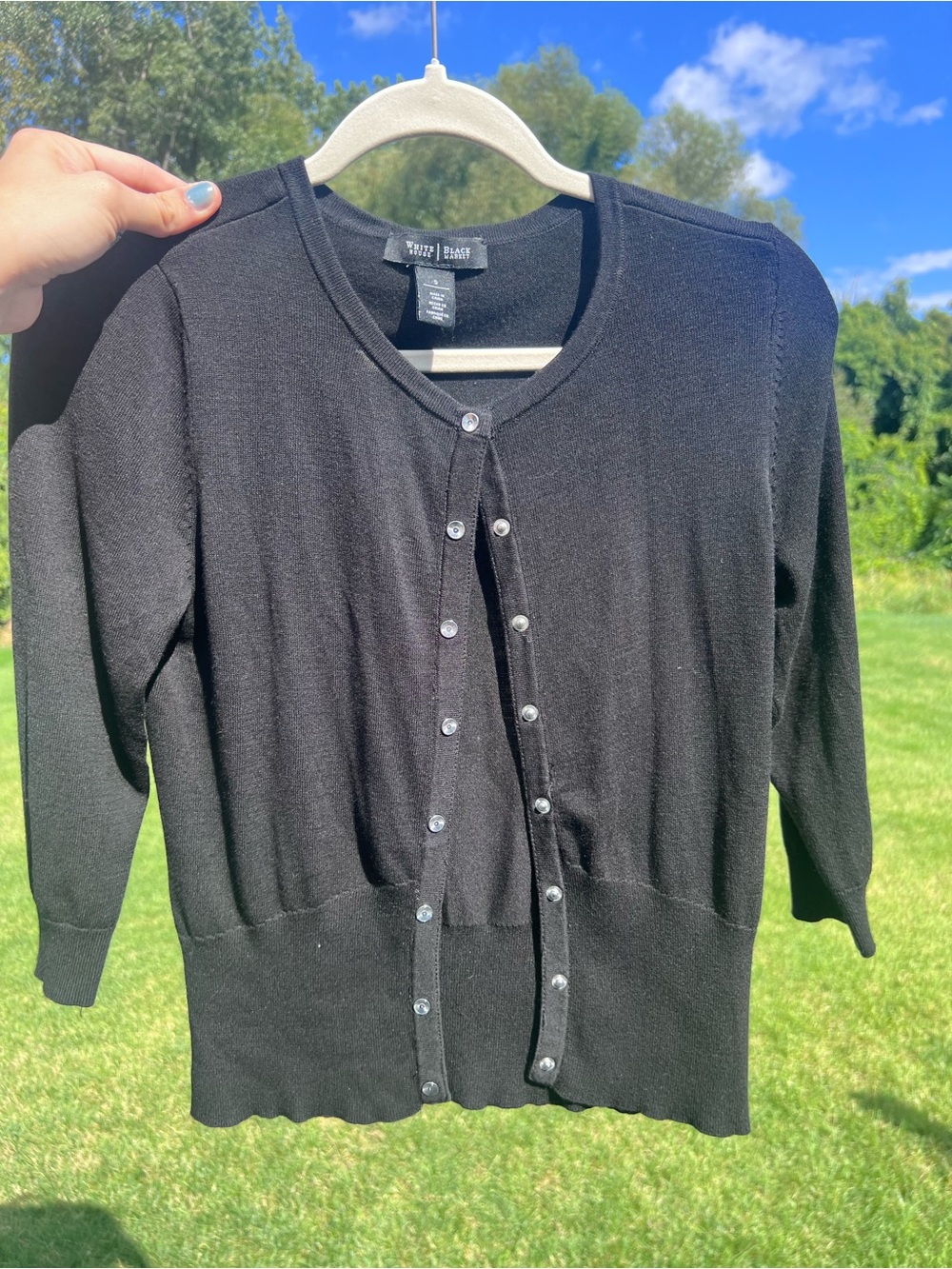 White House Black Market Black Button Front Cardigan Sweater Sz S